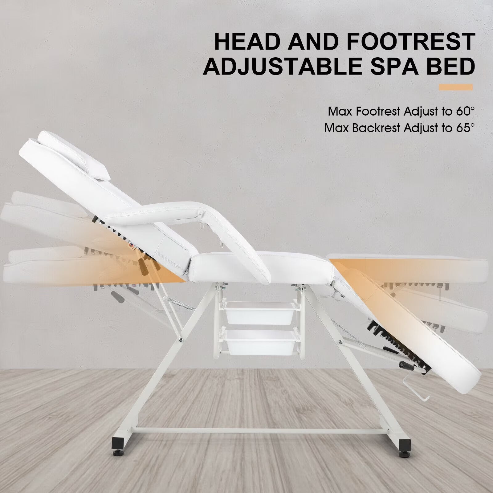 Recliner Massage Table Facial Lash Bed Salon Tattoo Chair with 2 Trays (White)