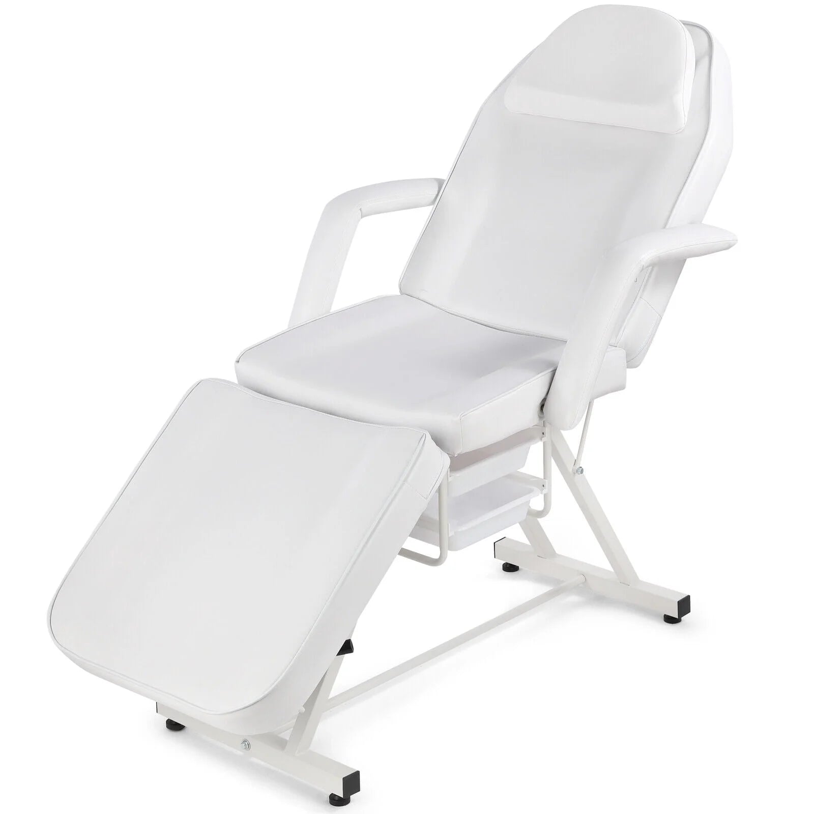 Recliner Massage Table Facial Lash Bed Salon Tattoo Chair with 2 Trays (White)