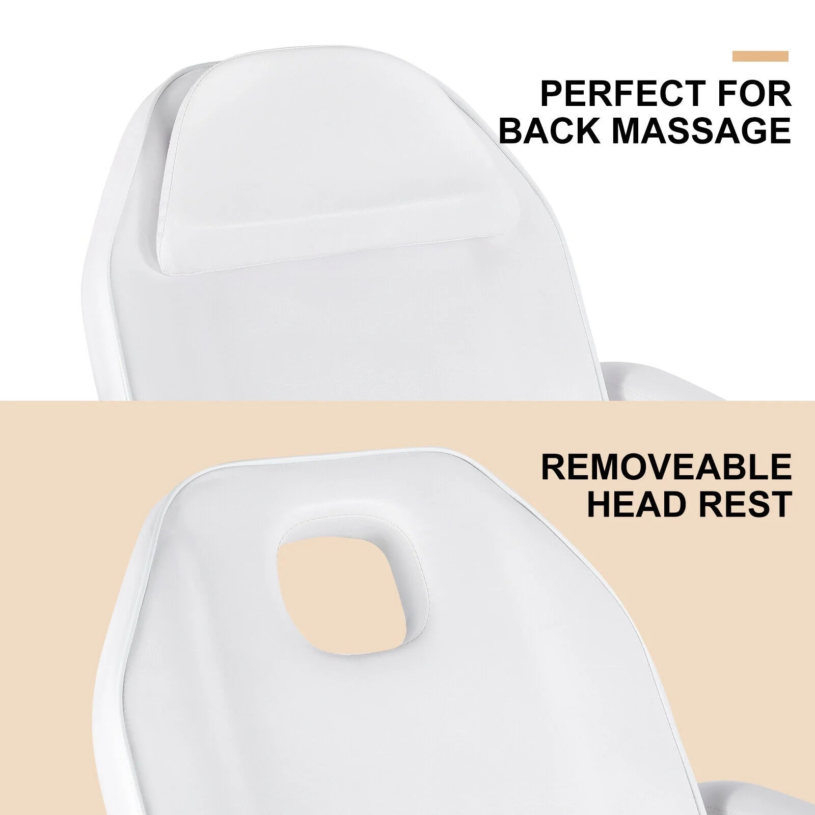 Recliner Massage Table Facial Lash Bed Salon Tattoo Chair with 2 Trays (White)