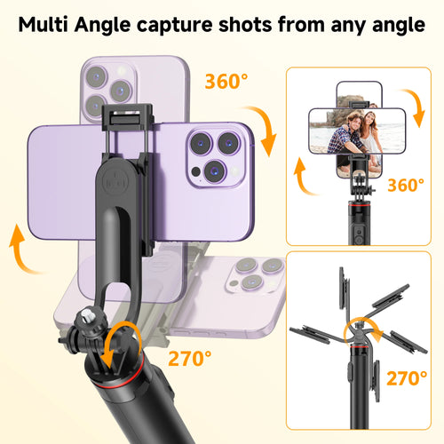 Phone Tripod, 51'' Extendable Selfie Stick Tripod for Iphone with Remote & Phone Stand, Compatible with Iphone/Android/Video Recording/Vlog