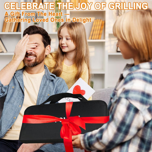 29 PCS BBQ Grill Accessories Stainless Steel BBQ Tools Grilling Tools Set with Storage Bag for Fathers Day Dads Birthday Presents - Camping Grill Utensils Set Ideal Grilling Gift for Men Silver
