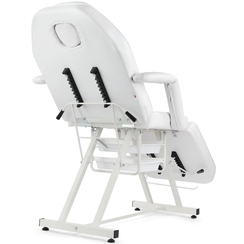 Recliner Massage Table Facial Lash Bed Salon Tattoo Chair with 2 Trays (White)