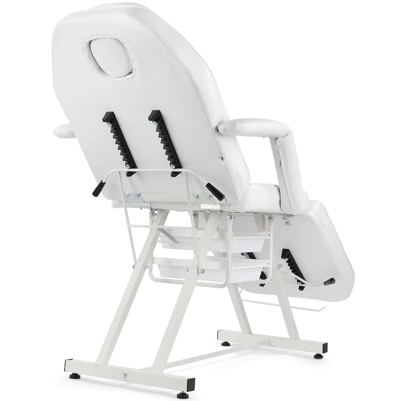 Recliner Massage Table Facial Lash Bed Salon Tattoo Chair with 2 Trays (White)