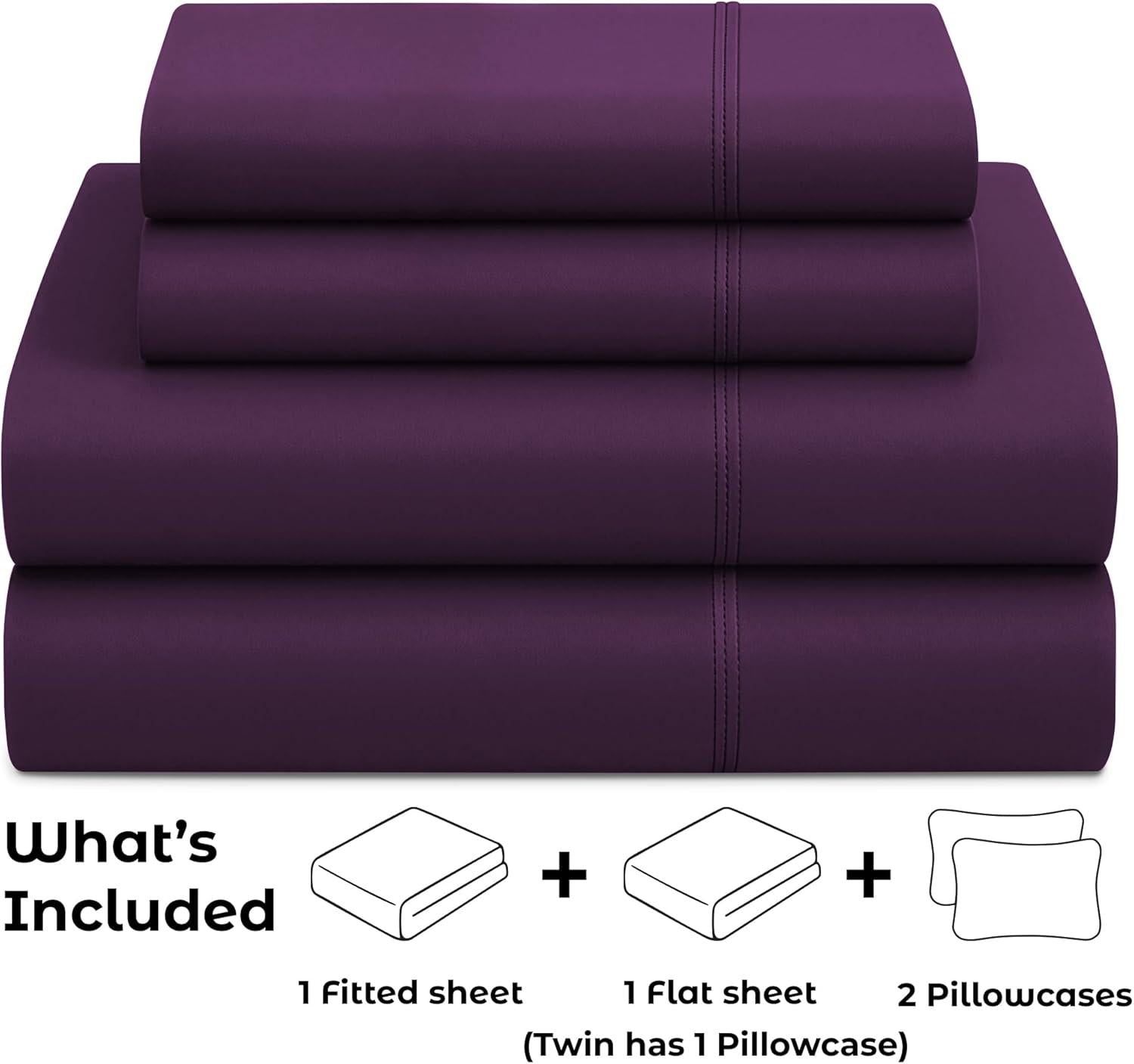 Queen Bed Sheet Set 4-Piece – Purple Microfiber