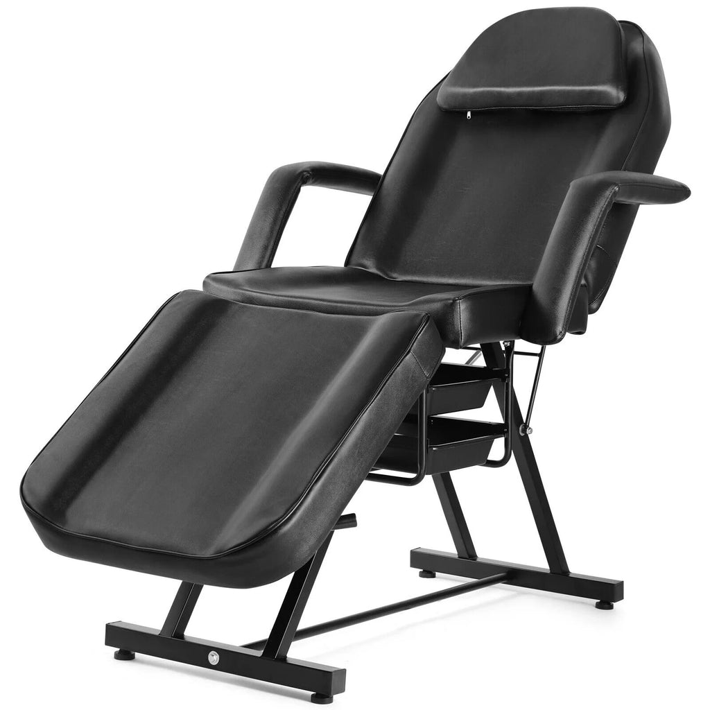 Recliner Massage Table Facial Lash Bed Salon Tattoo Chair with 2 Trays (White)