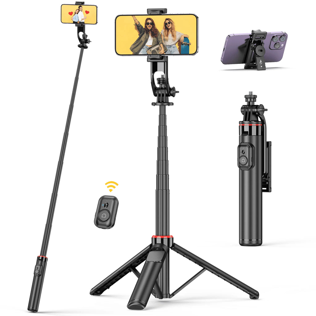 Phone Tripod, 51'' Extendable Selfie Stick Tripod for Iphone with Remote & Phone Stand, Compatible with Iphone/Android/Video Recording/Vlog