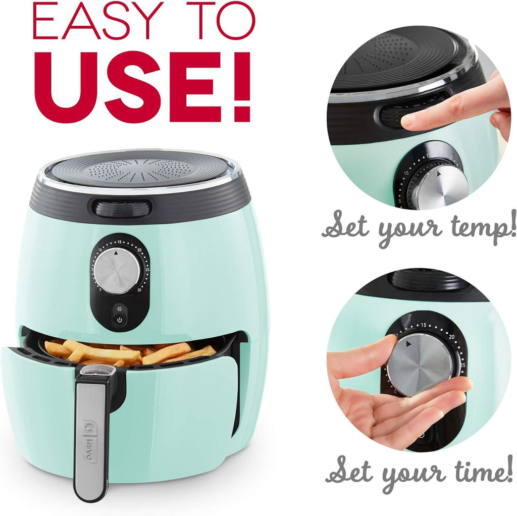 Compact Air Fryer 3Qt – Nonstick, Aqua