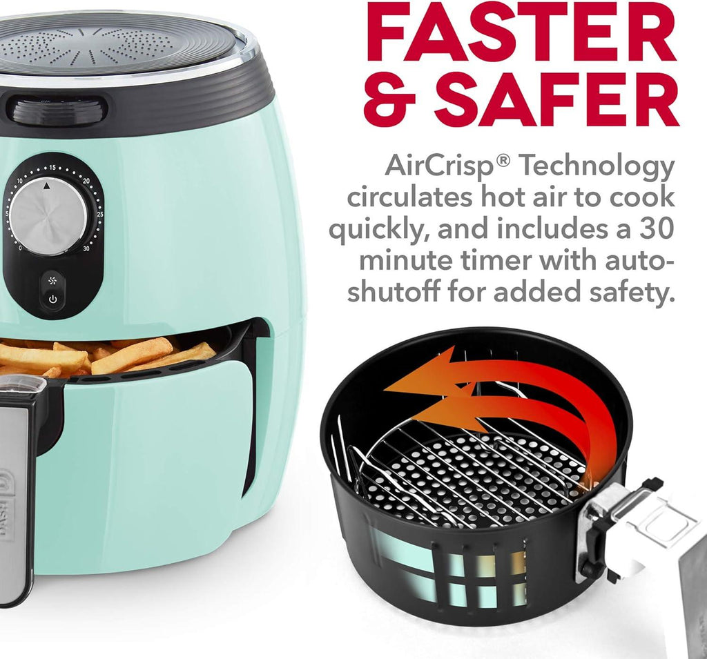Compact Air Fryer 3Qt – Nonstick, Aqua