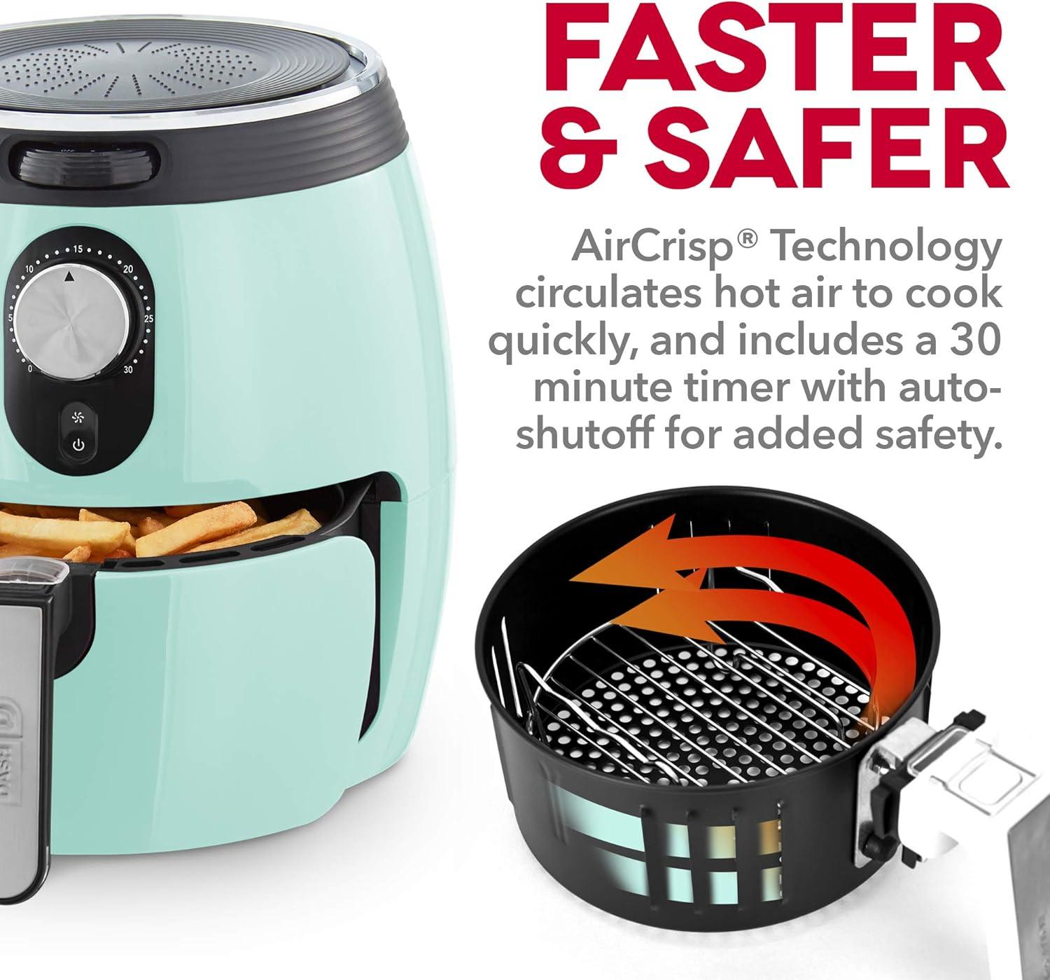 Compact Air Fryer 3Qt – Nonstick, Aqua