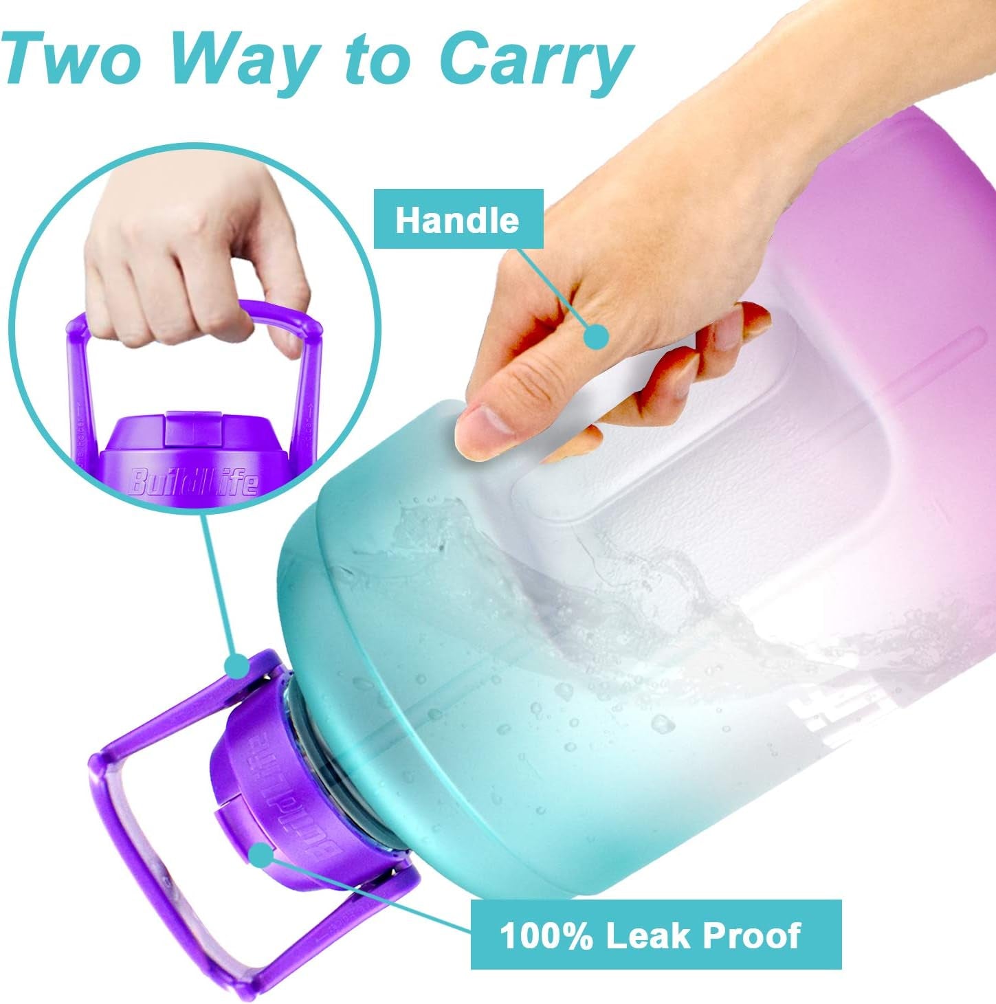 1 Gallon Water Bottle - with Straw & Motivational Time Marker Leak-Proof BPA Free Reusable Gym Sports Outdoor Large(128Oz/73Oz) Capacity Water Jug