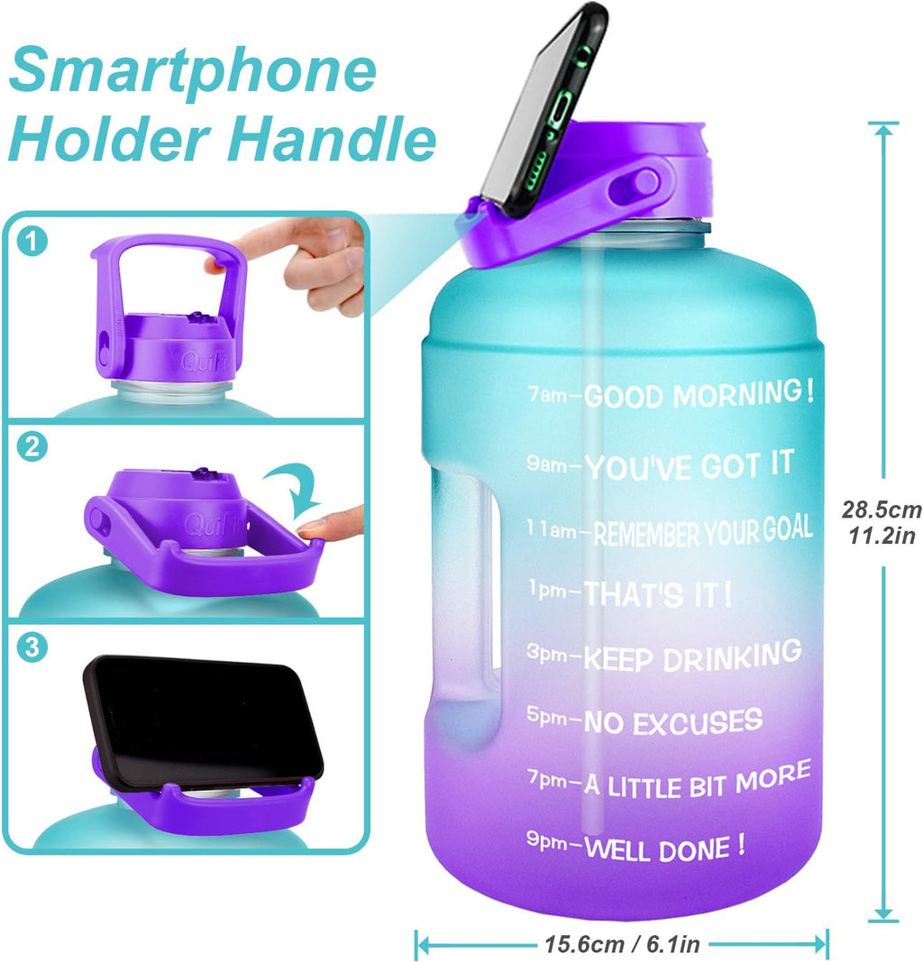 1 Gallon Water Bottle - with Straw & Motivational Time Marker Leak-Proof BPA Free Reusable Gym Sports Outdoor Large(128Oz/73Oz) Capacity Water Jug