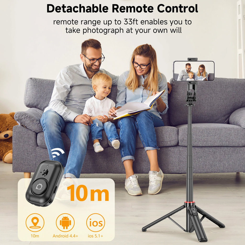 Phone Tripod, 51'' Extendable Selfie Stick Tripod for Iphone with Remote & Phone Stand, Compatible with Iphone/Android/Video Recording/Vlog