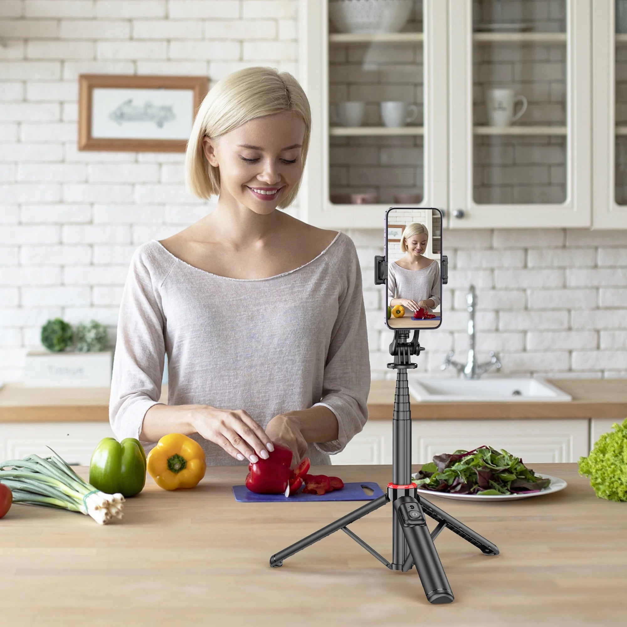 Phone Tripod, 51'' Extendable Selfie Stick Tripod for Iphone with Remote & Phone Stand, Compatible with Iphone/Android/Video Recording/Vlog